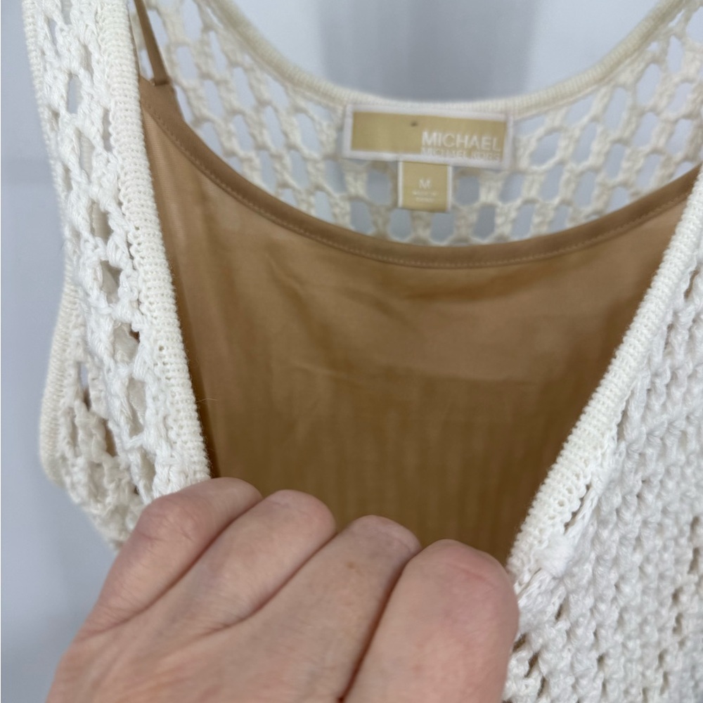 Michael Kors ivory crochet midi dress/bathing suit, cover-up M - Picture 9 of 11